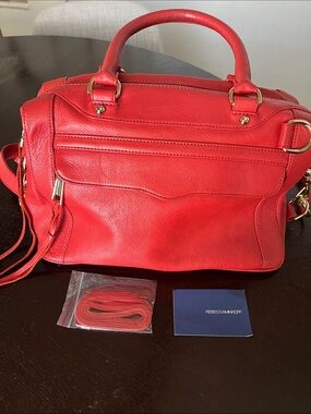 Rebecca Minkoff Bright Red Leather Satchel with Gold Hardware
